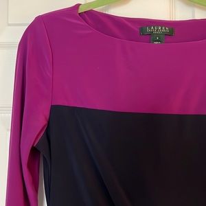 Long sleeve two tone sheath dress